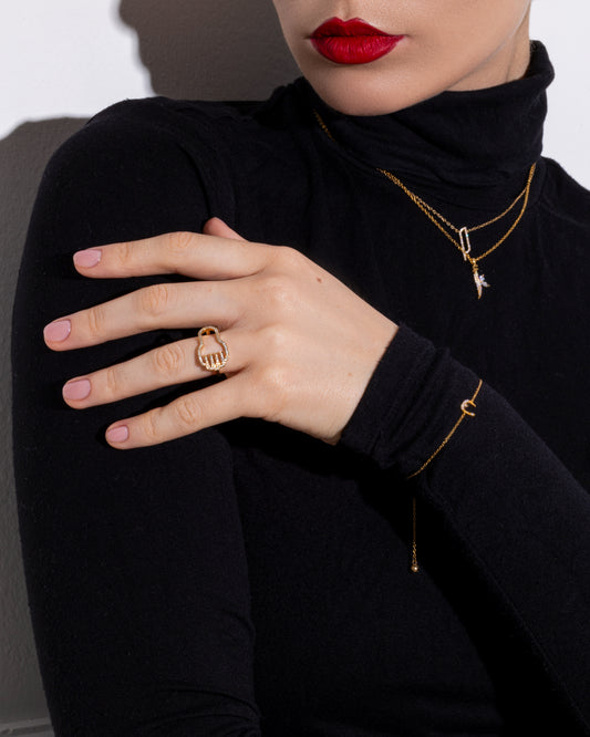 Hieroglyphic 18k Gold Ring