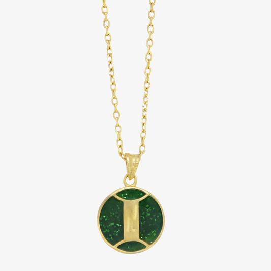Gemini Emerald Gold Necklace
