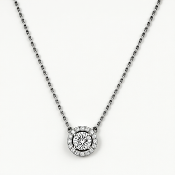 Diamond Halo Necklace 18k