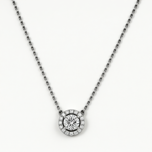 Diamond Halo Necklace 18k