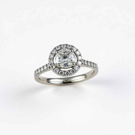 Radiant Cushion Halo Ring 18k