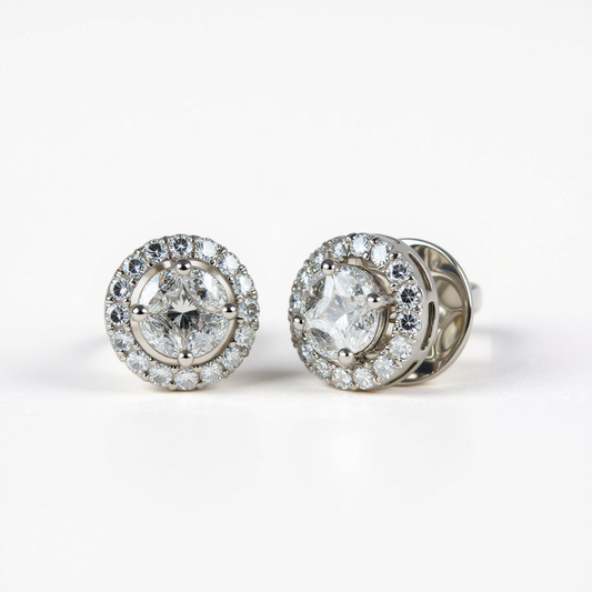 18k Halo Stud Earrings